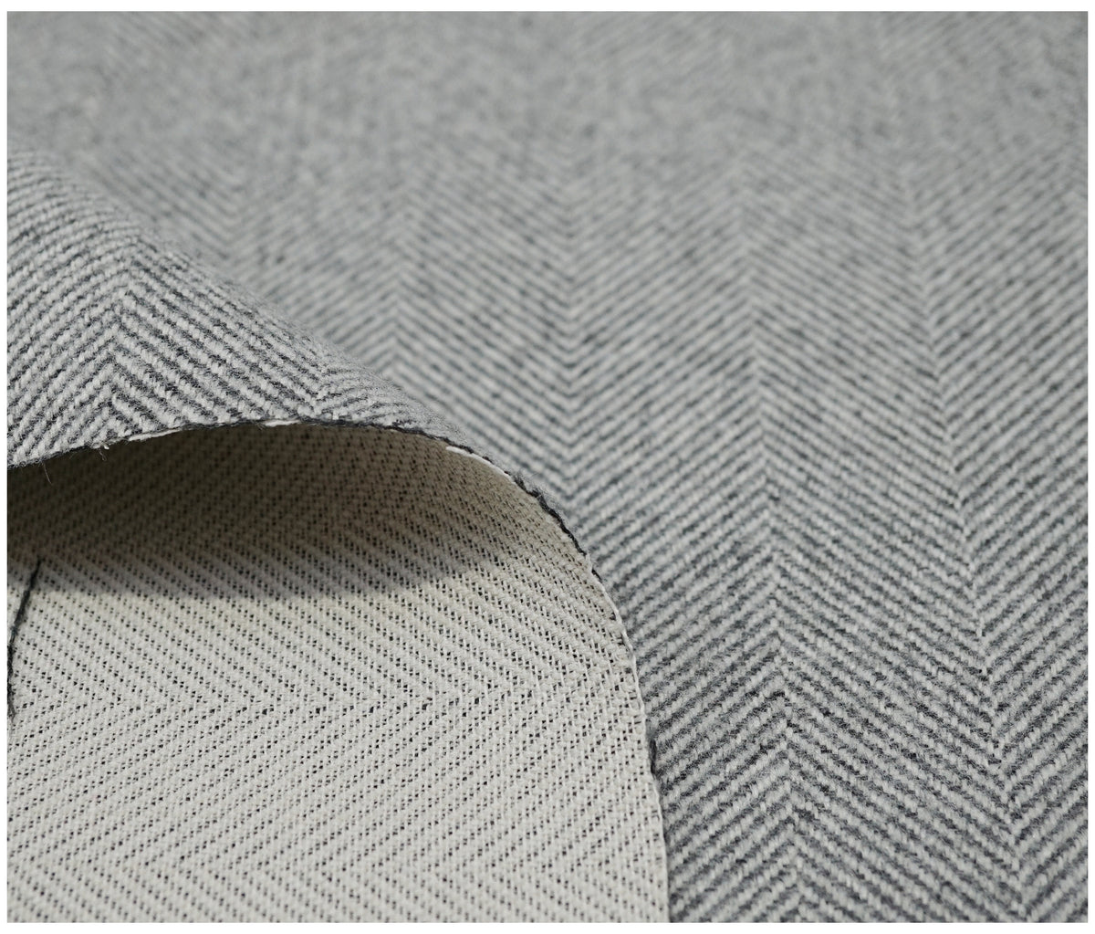 Charcoal Herringbone Balmoral Tweed Thick Wool Effect Plain Upholstery