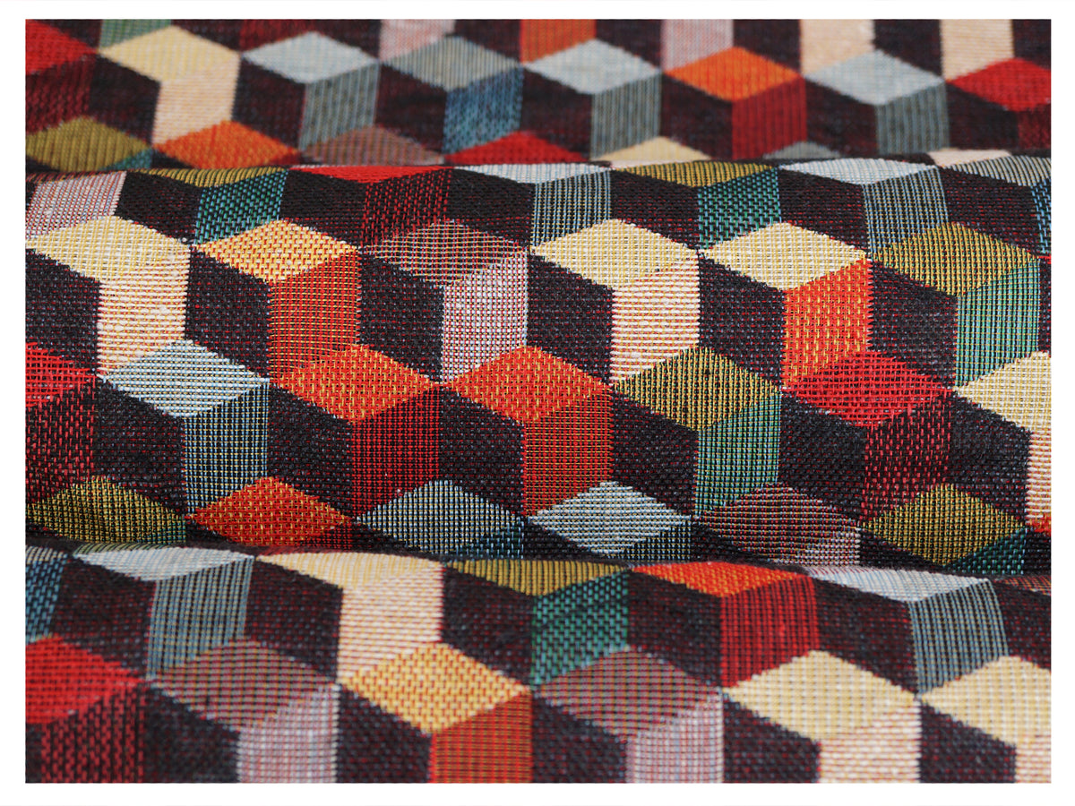 3D Blocks Luxury Tapestry Woven Curtain Upholstery Fabric Sofa Cushion Durable Material - 140cm Wide (Copy)