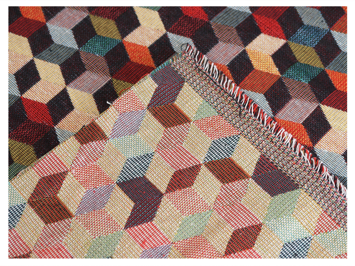 3D Blocks Luxury Tapestry Woven Curtain Upholstery Fabric Sofa Cushion Durable Material - 140cm Wide (Copy)