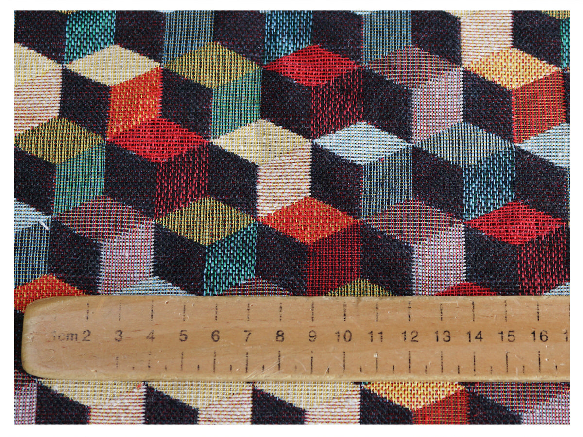 3D Blocks Luxury Tapestry Woven Curtain Upholstery Fabric Sofa Cushion Durable Material - 140cm Wide (Copy)