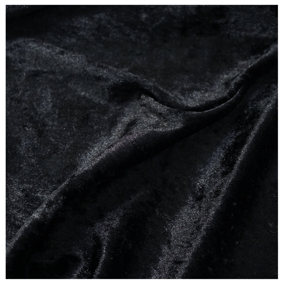 Black Crushed Velvet Fabric Velour Material - 150cm Wide