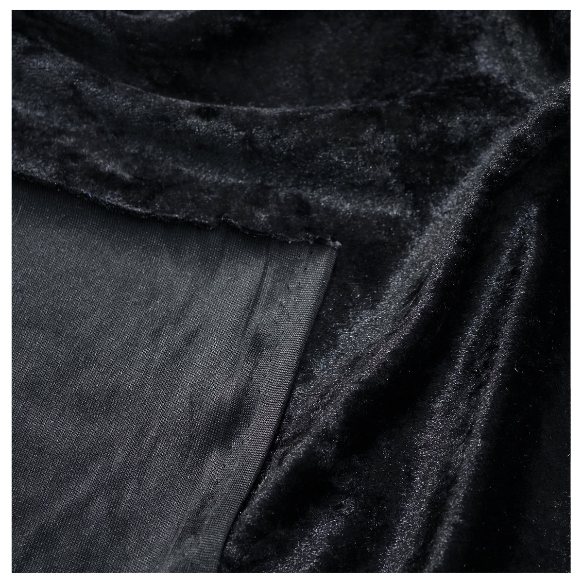 Black Crushed Velvet Fabric Velour Material - 150cm Wide