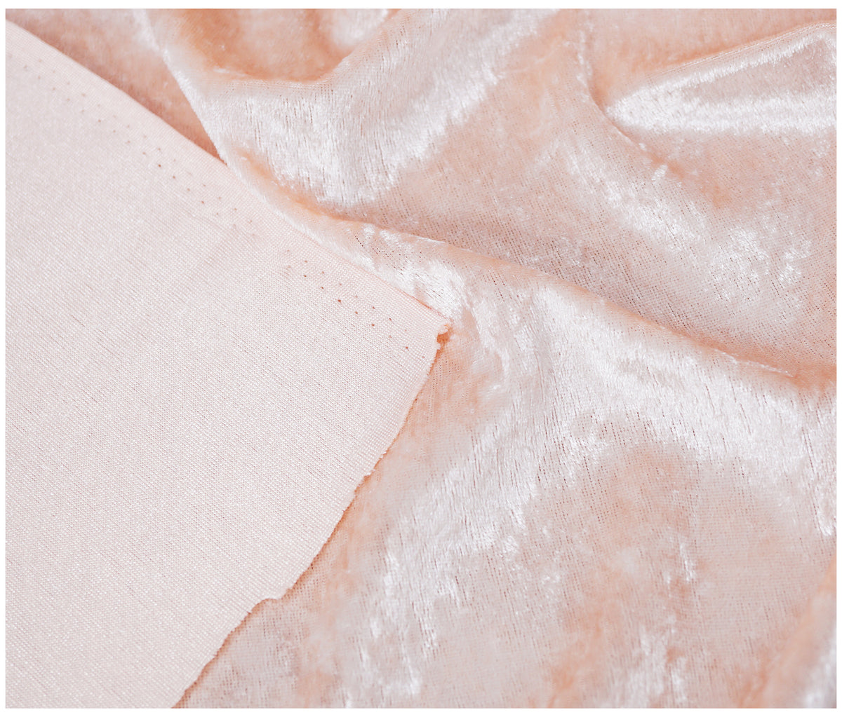 Blush Crushed Velvet Fabric Velour Material - 150cm Wide