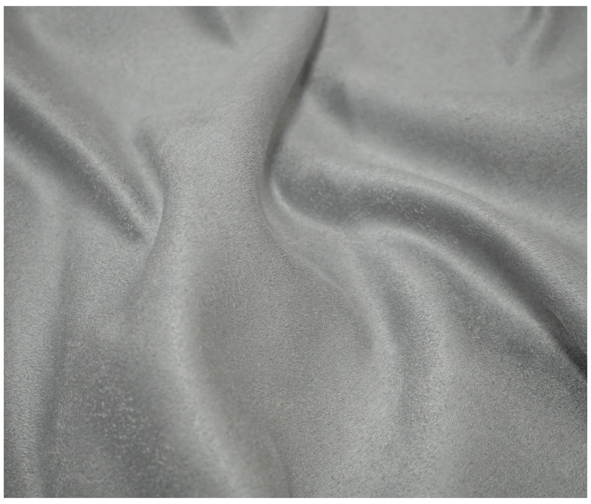 Silver Grey Faux Suede Soft Touch Leatherette Upholstery Fabric for Furnishings Cushions Curtain - 150cm Wide