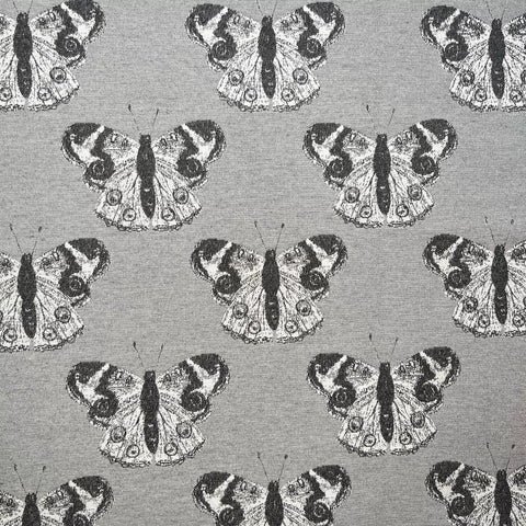 Grey Luxury Weight Butterfly Pattern Upholstery Tapestry Jacquard Cotton Rich Fabric