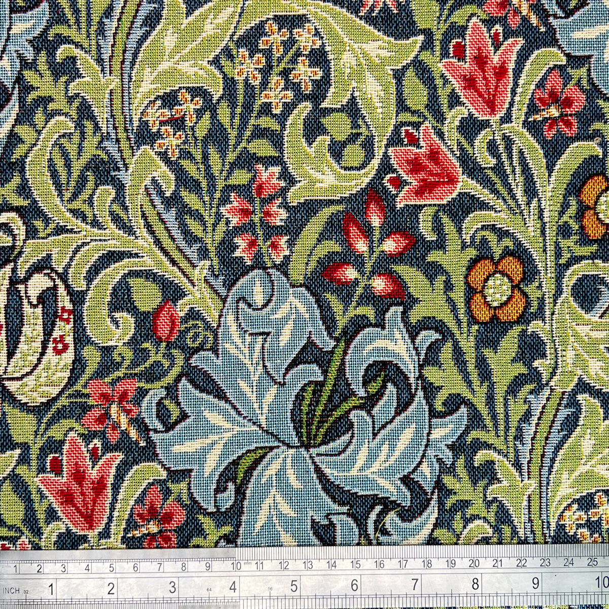 Golden Lily Luxury Tapestry Fabric - William Morris Designer Material | 140cm Wide