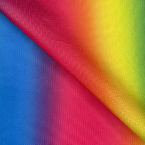 Rainbow Waterproof Ripstop Polyester Fabric – Tear-Resistant Outdoor Material 150cm Wide