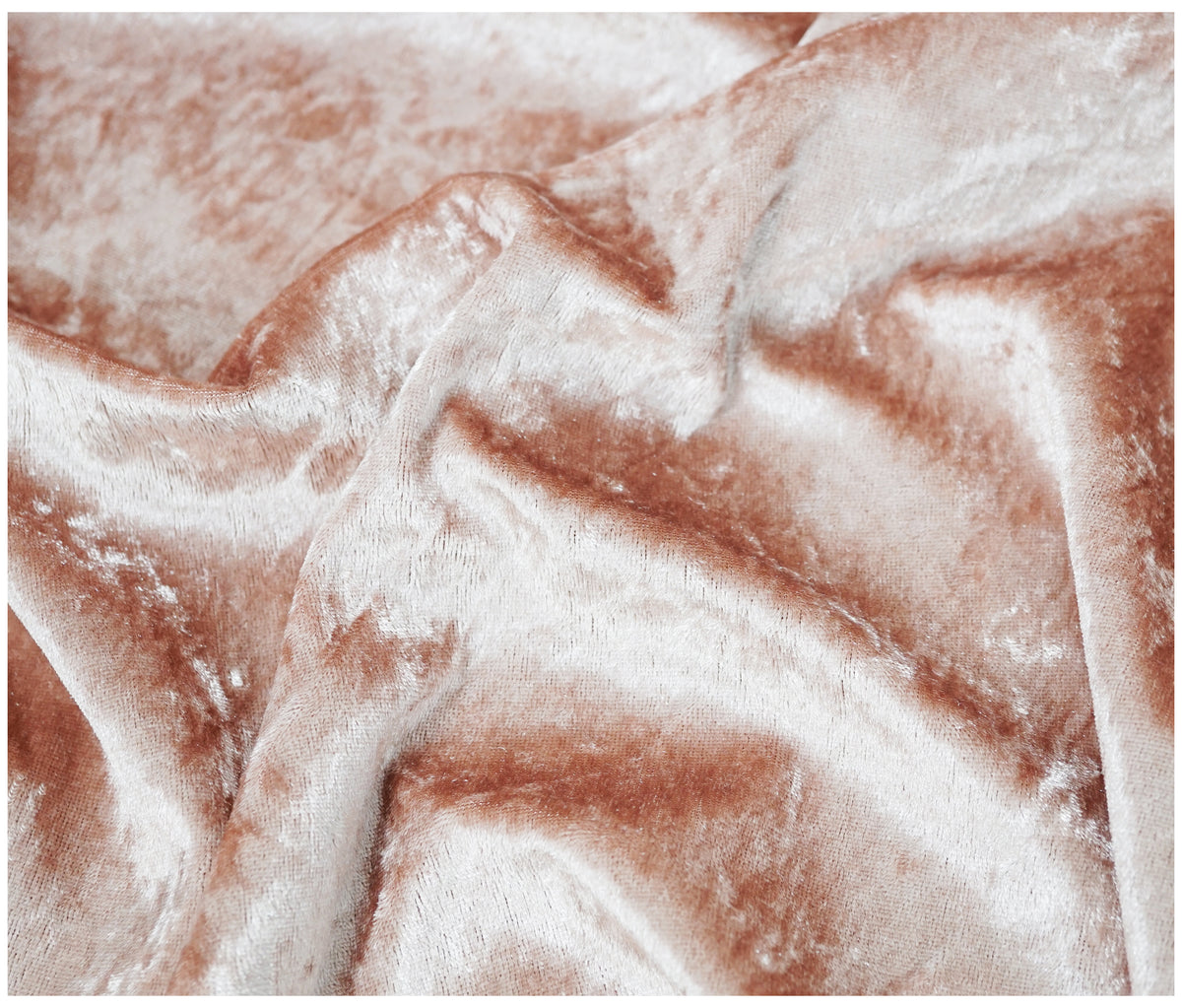 Rose Gold Crushed Velvet Fabric Velour Material - 150cm Wide