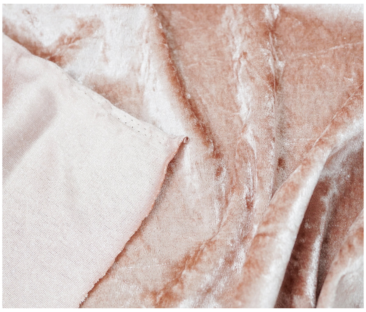 Rose Gold Crushed Velvet Fabric Velour Material - 150cm Wide