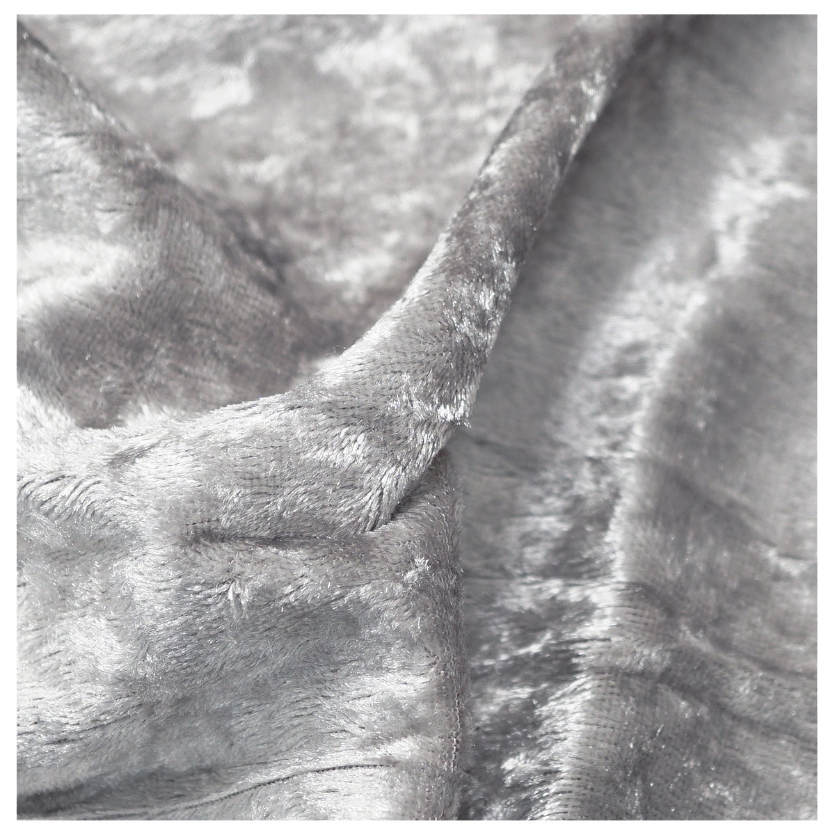 Silver Crushed Velvet Fabric Velour Material - 150cm Wide