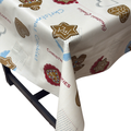 Xmas Cookies Christmas vinyl tablecloth – festive waterproof PVC table cover with wipe-clean surface and winter holiday design