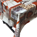 Rustic Winter Lodge Christmas vinyl tablecloth – festive waterproof PVC table cover with wipe-clean surface and winter holiday design