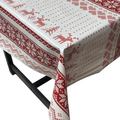 Nordic Reindeer Christmas vinyl tablecloth – festive waterproof PVC table cover with wipe-clean surface and winter holiday design