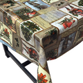 Xmas Carol Christmas vinyl tablecloth – festive waterproof PVC table cover with wipe-clean surface and winter holiday design