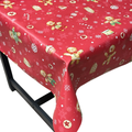 Festive Cookie Wonderland Christmas vinyl tablecloth – festive waterproof PVC table cover with wipe-clean surface and winter holiday design