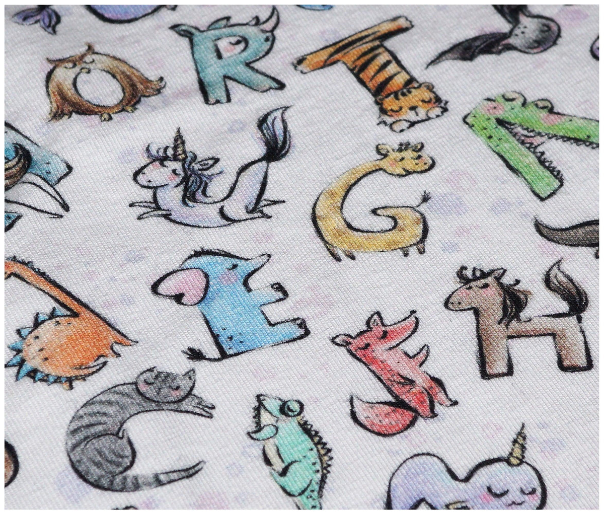 Alphabet Animal Printed Jersey - The Fabric Trade