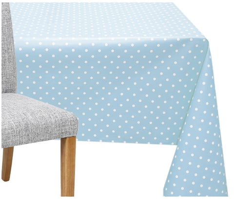 Baby Blue Small Spots Tablecloth - The Fabric Trade