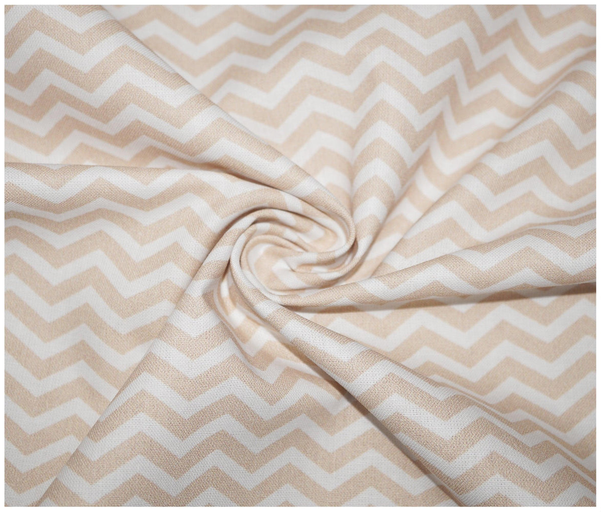 Beige Chevron Printed 100% Cotton - The Fabric Trade