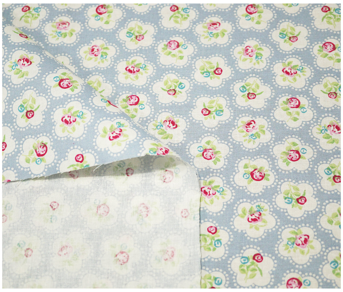 Blue Dainty Flowers Lifestyle Printed 100% Cotton - The Fabric Trade