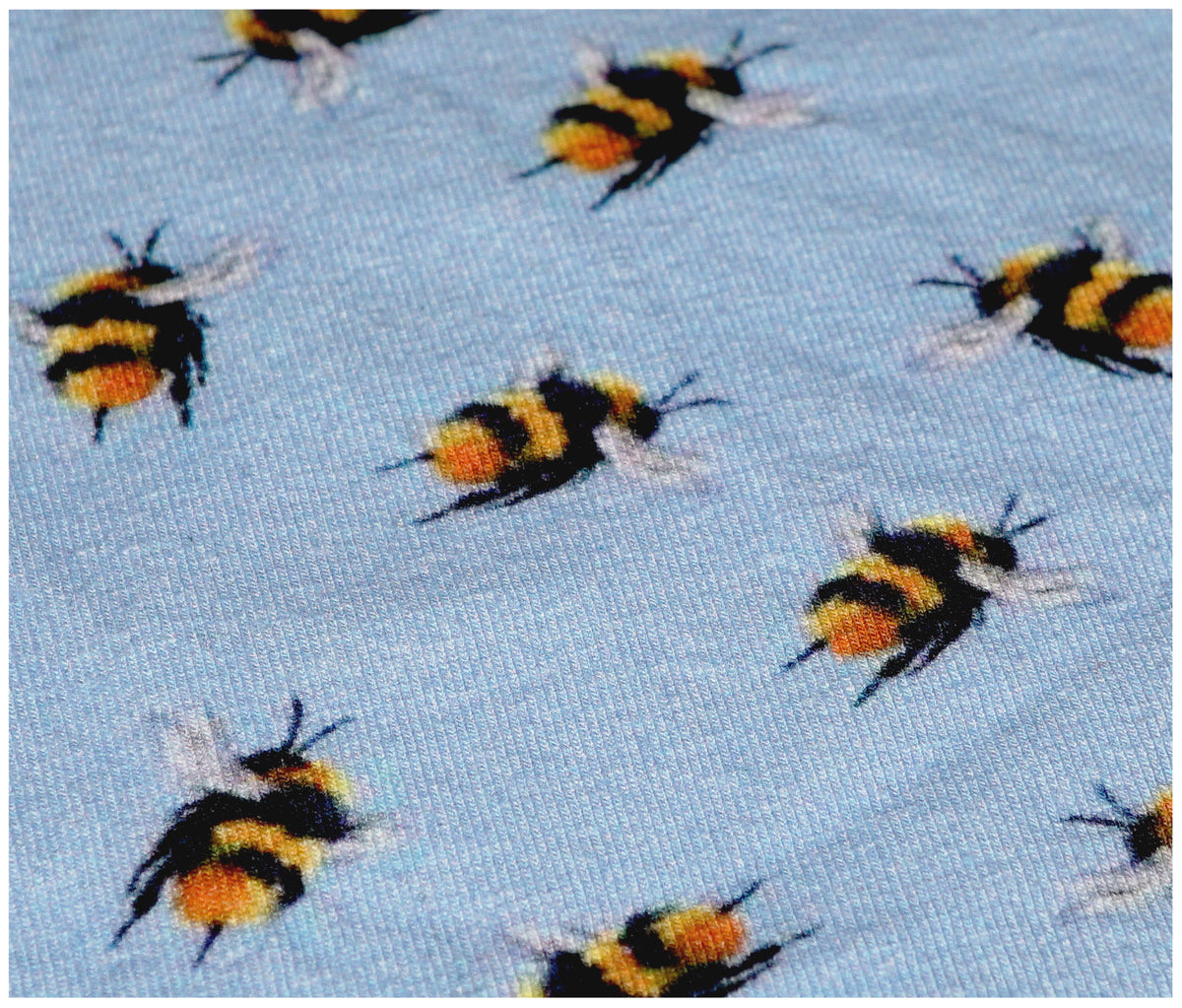 Bumblebee Light Blue Printed Jersey - The Fabric Trade