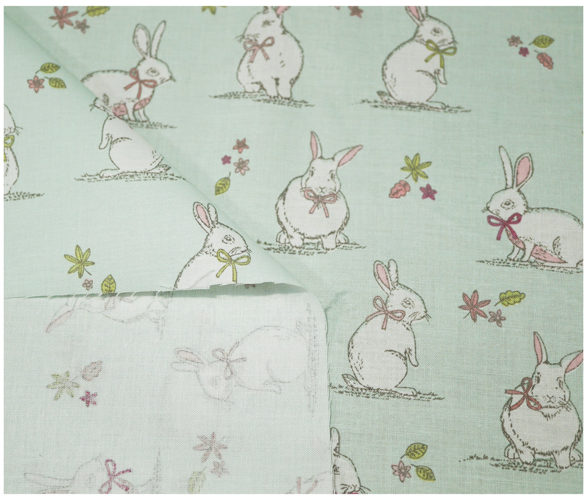 Bunnies Duckegg Lifestyle Printed 100% Cotton - The Fabric Trade