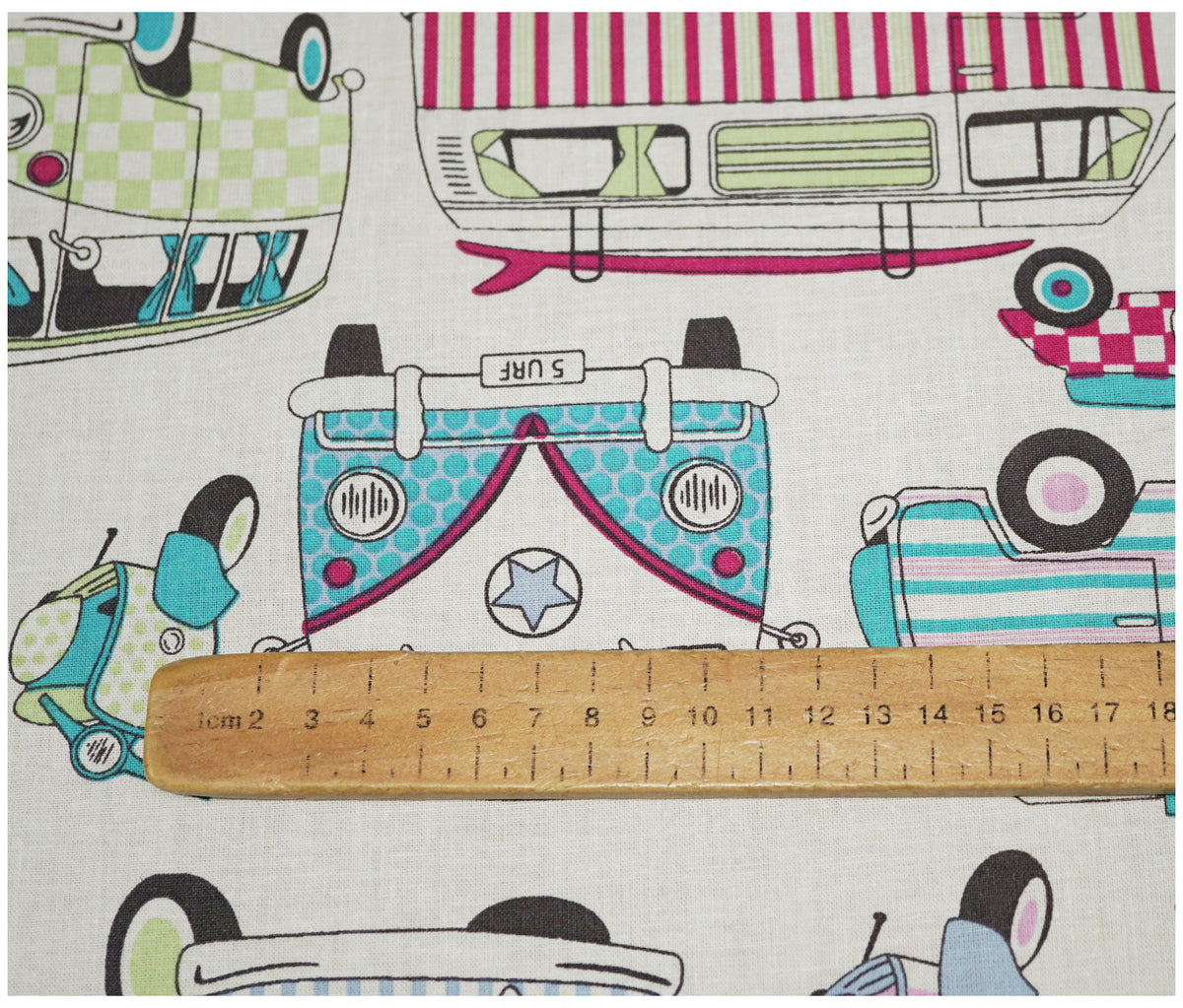 Campervan Candy Lifestyle Printed 100% Cotton - The Fabric Trade