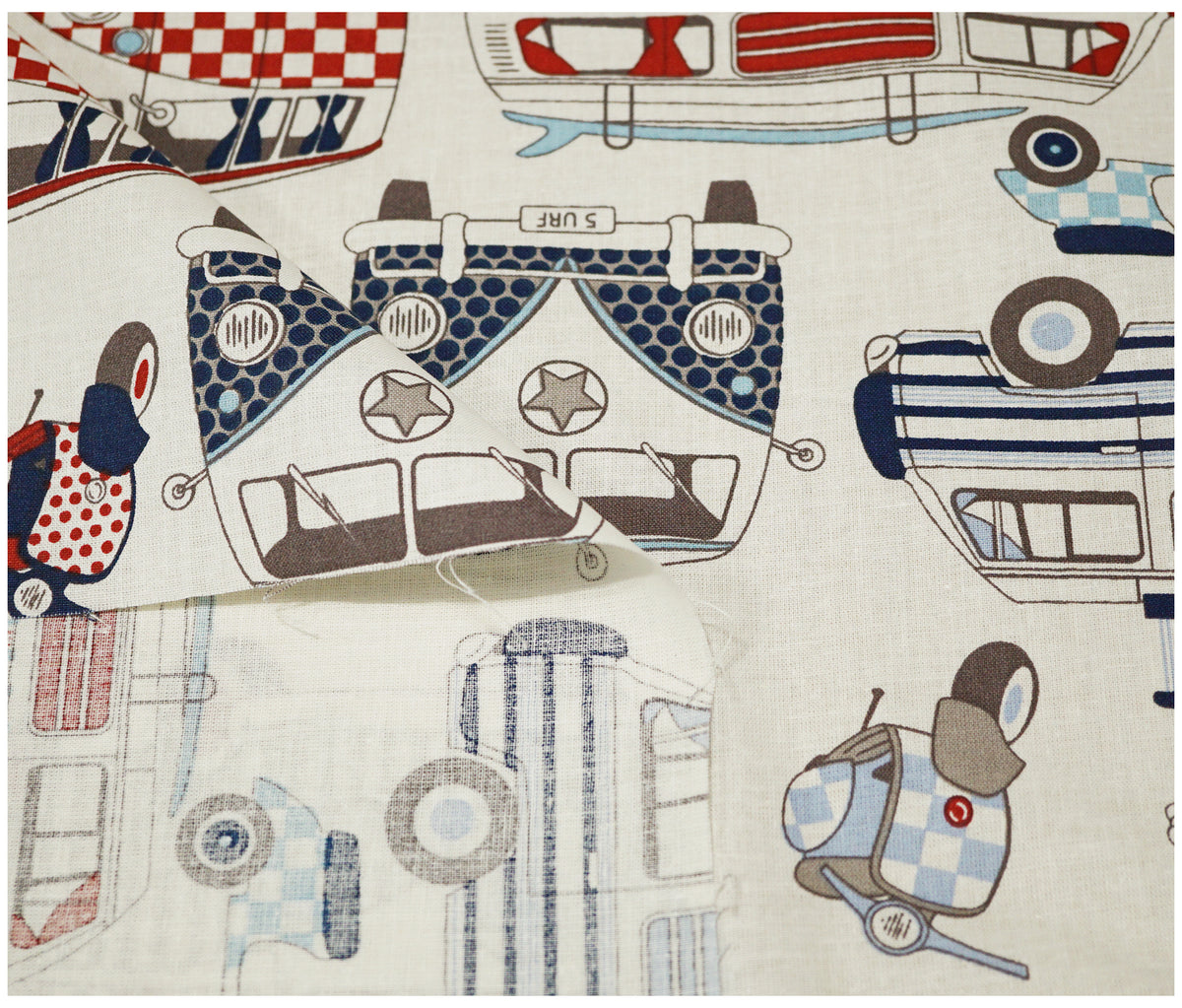 Campervan Nautical Lifestyle Printed 100% Cotton - The Fabric Trade