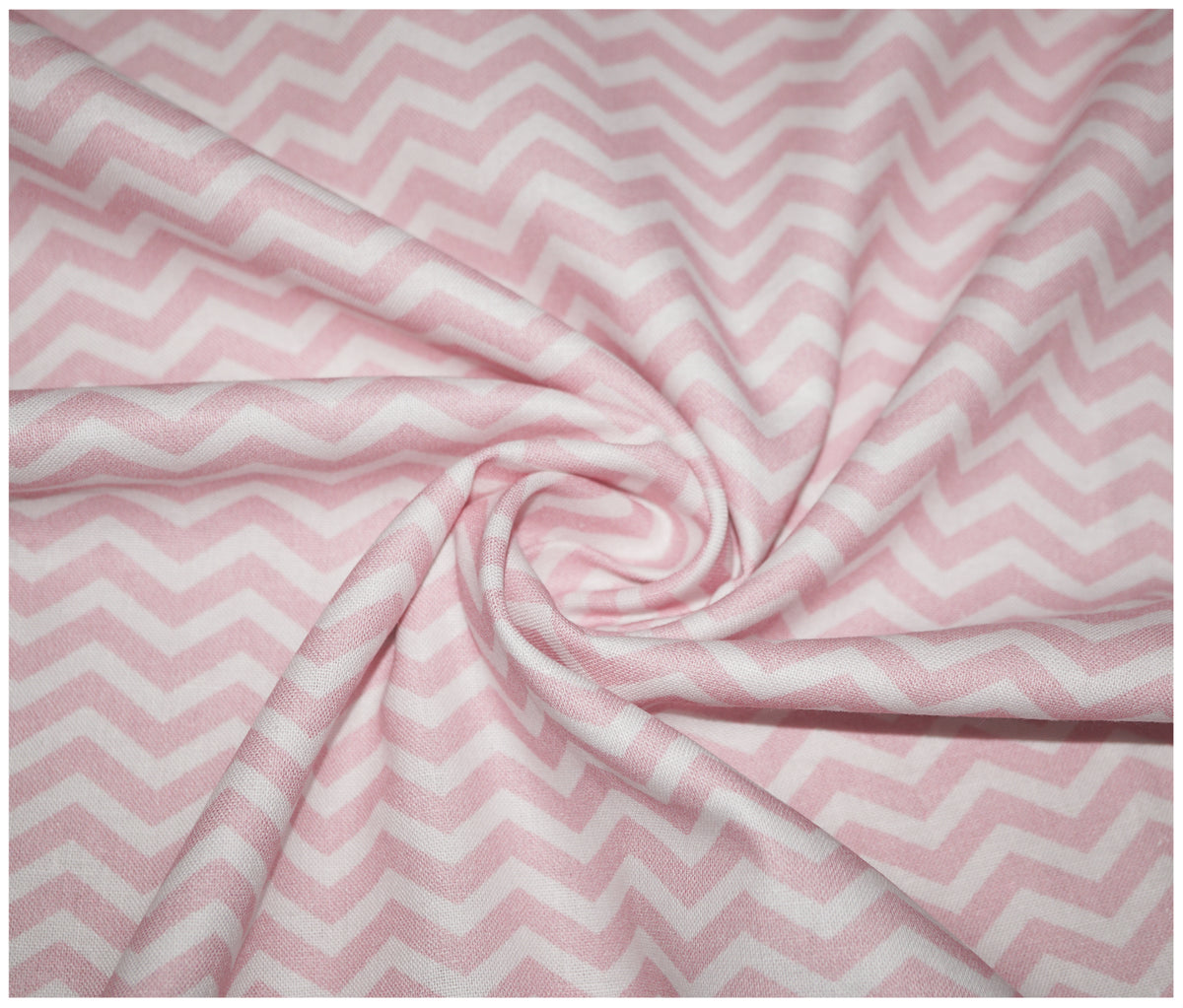 Candy Pink Chevron Printed 100% Cotton - The Fabric Trade