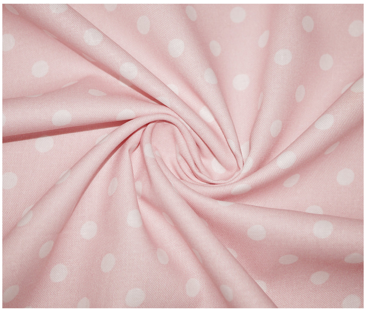 Candy Pink Sweet Pea Polka Dots Printed 100% Cotton - The Fabric Trade