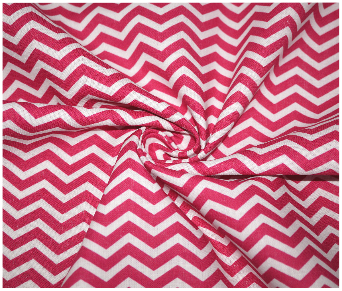 Cerise Chevron Printed 100% Cotton - The Fabric Trade