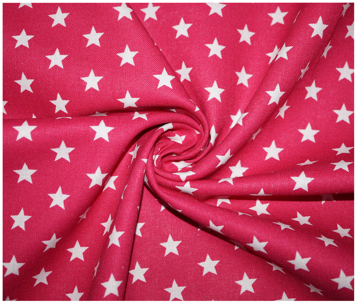 Cerise Little Stars Printed 100% Cotton - The Fabric Trade