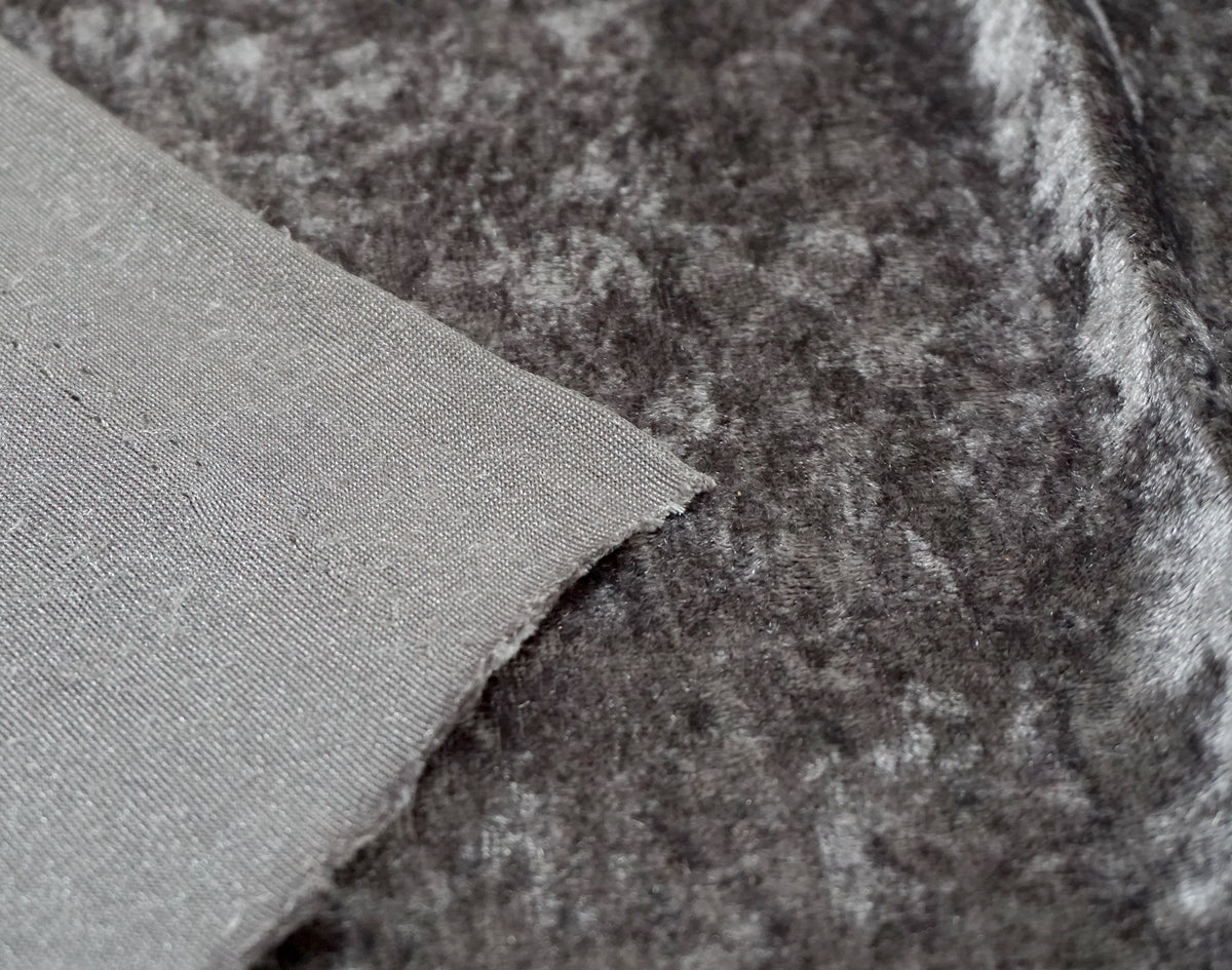 Grey Crushed Velvet - The Fabric Trade