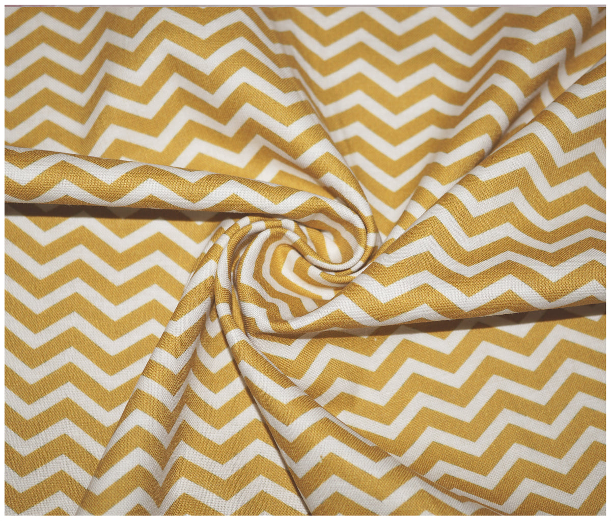 Honey Gold Chevron Printed 100% Cotton - The Fabric Trade