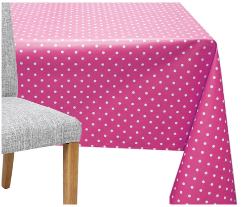 Hot Pink Small Spots Tablecloth - The Fabric Trade