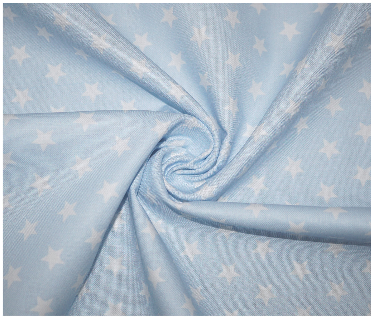 Light Blue Little Stars Printed 100% Cotton - The Fabric Trade