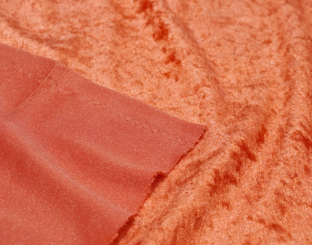 Orange Crushed Velvet - The Fabric Trade
