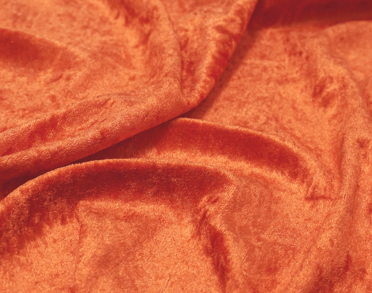 Orange Crushed Velvet - The Fabric Trade