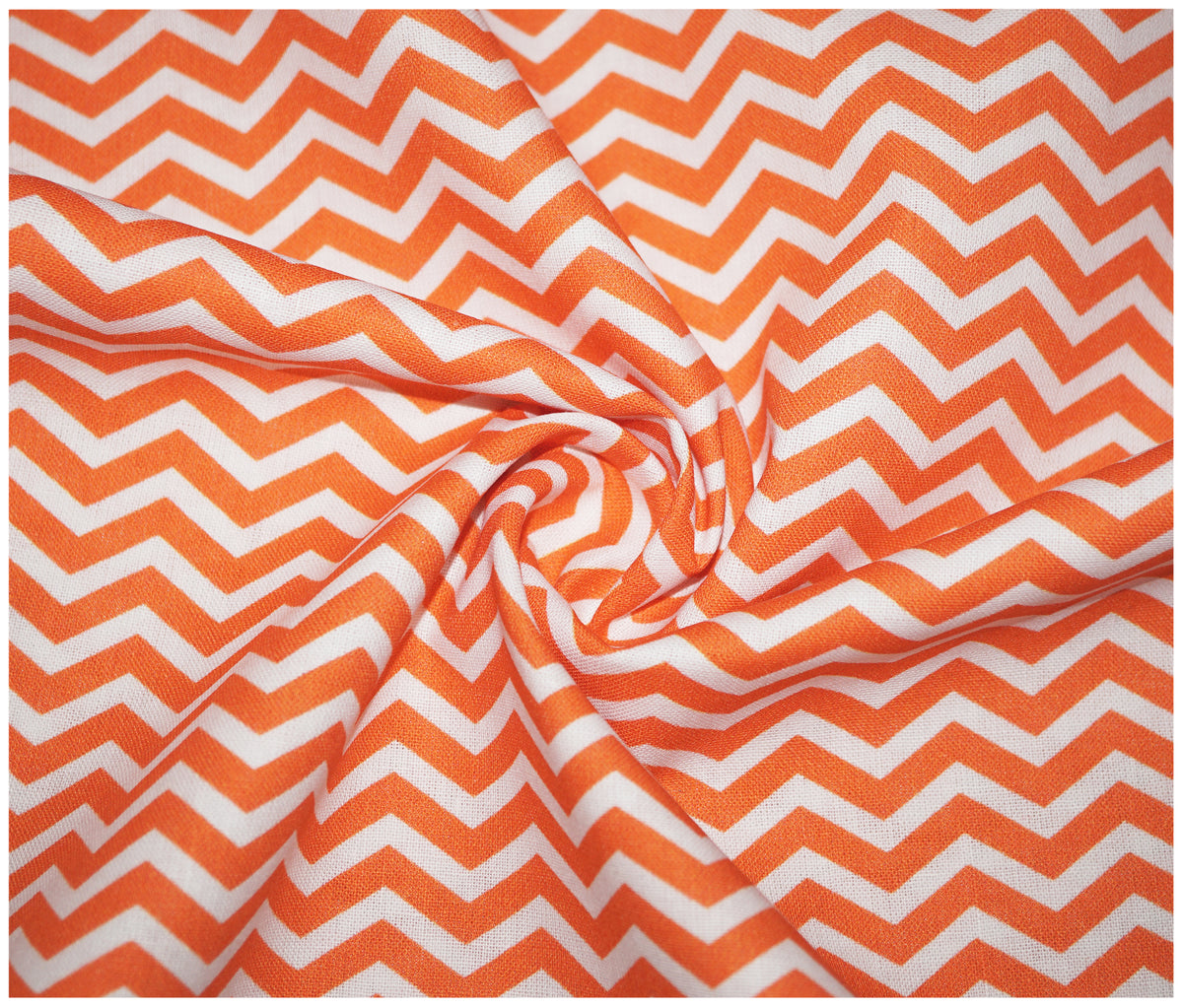 Orange Chevron Printed 100% Cotton - The Fabric Trade