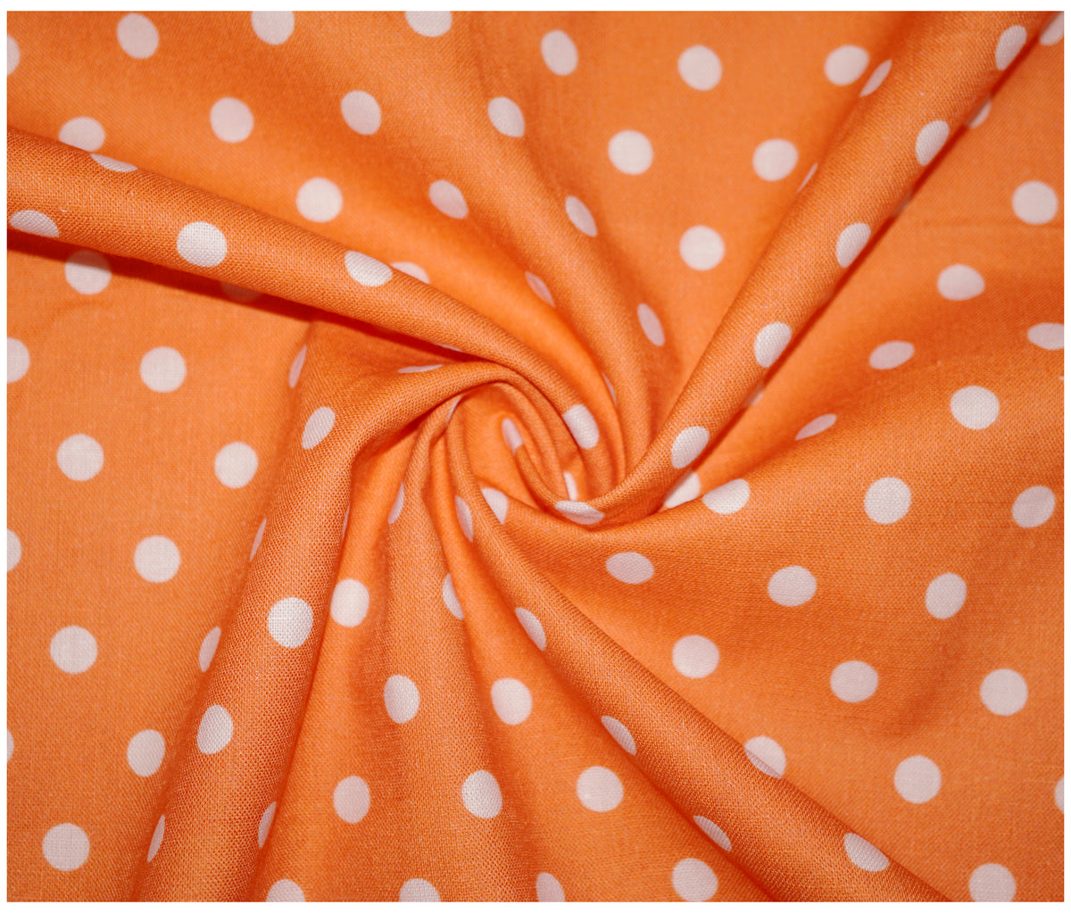 Orange Sweet Pea Polka Dots Printed 100% Cotton - The Fabric Trade