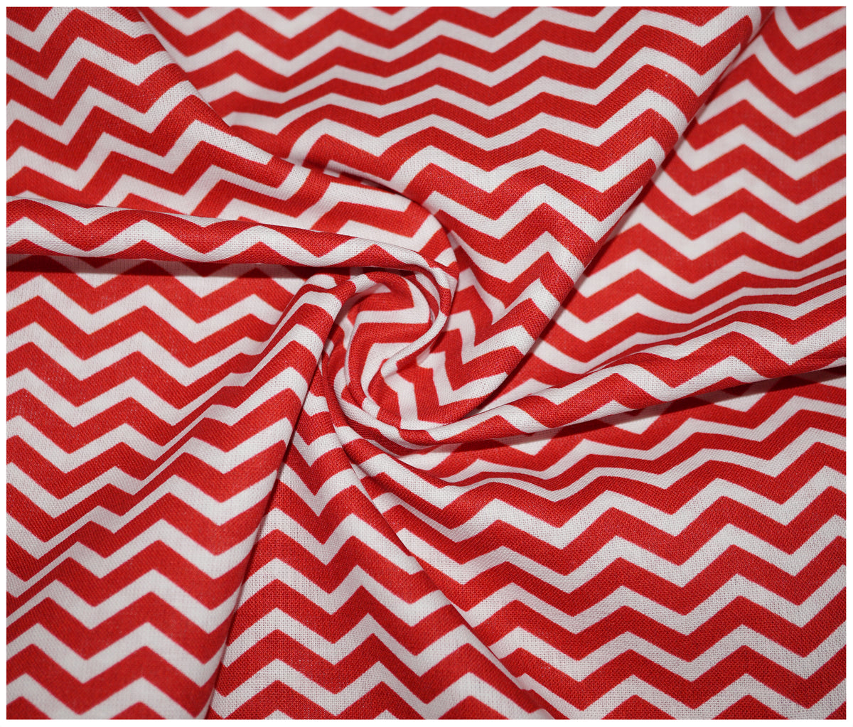 Red Chevron Printed 100% Cotton - The Fabric Trade