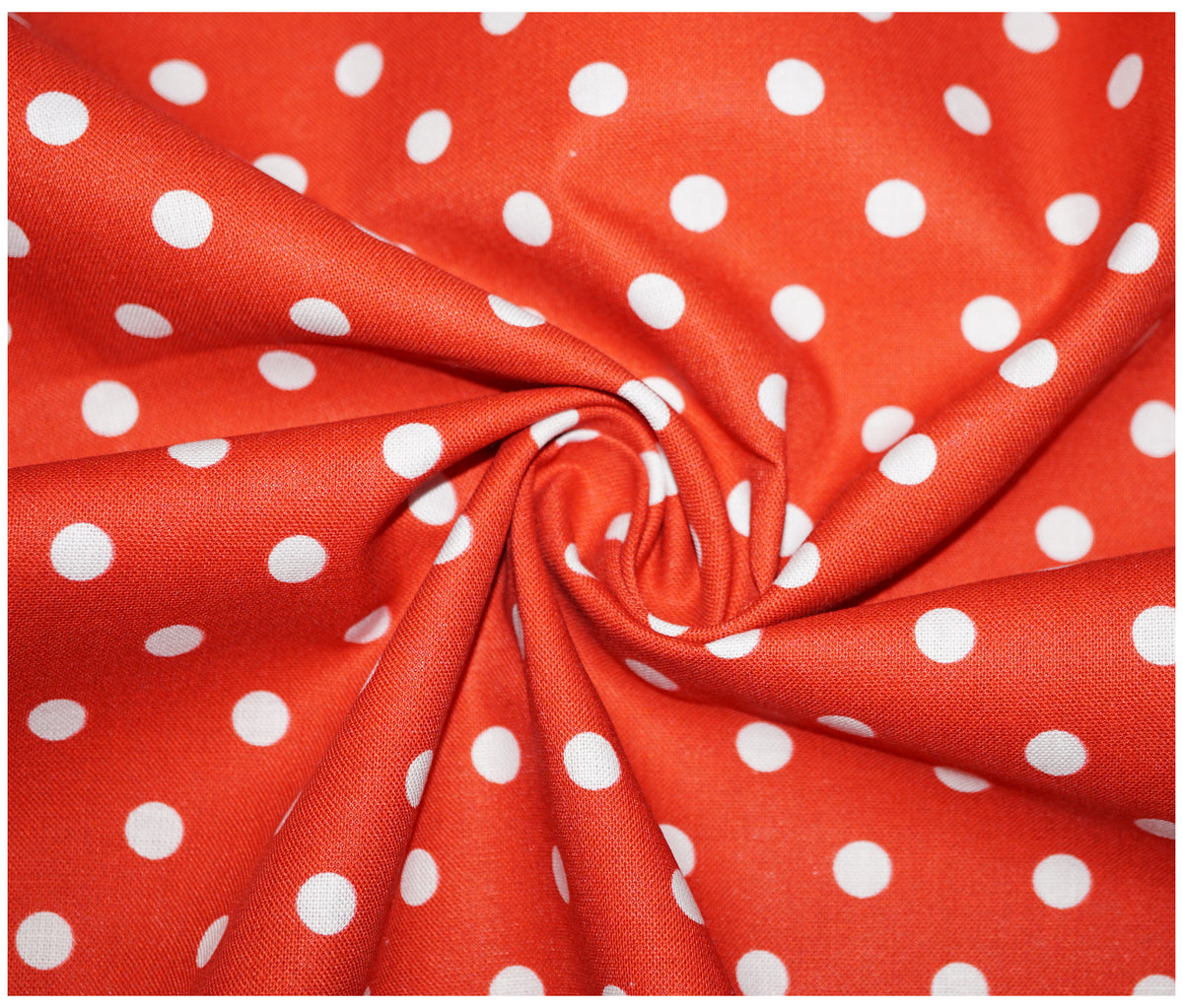 Red Sweet Pea Polka Dots Printed 100% Cotton - The Fabric Trade