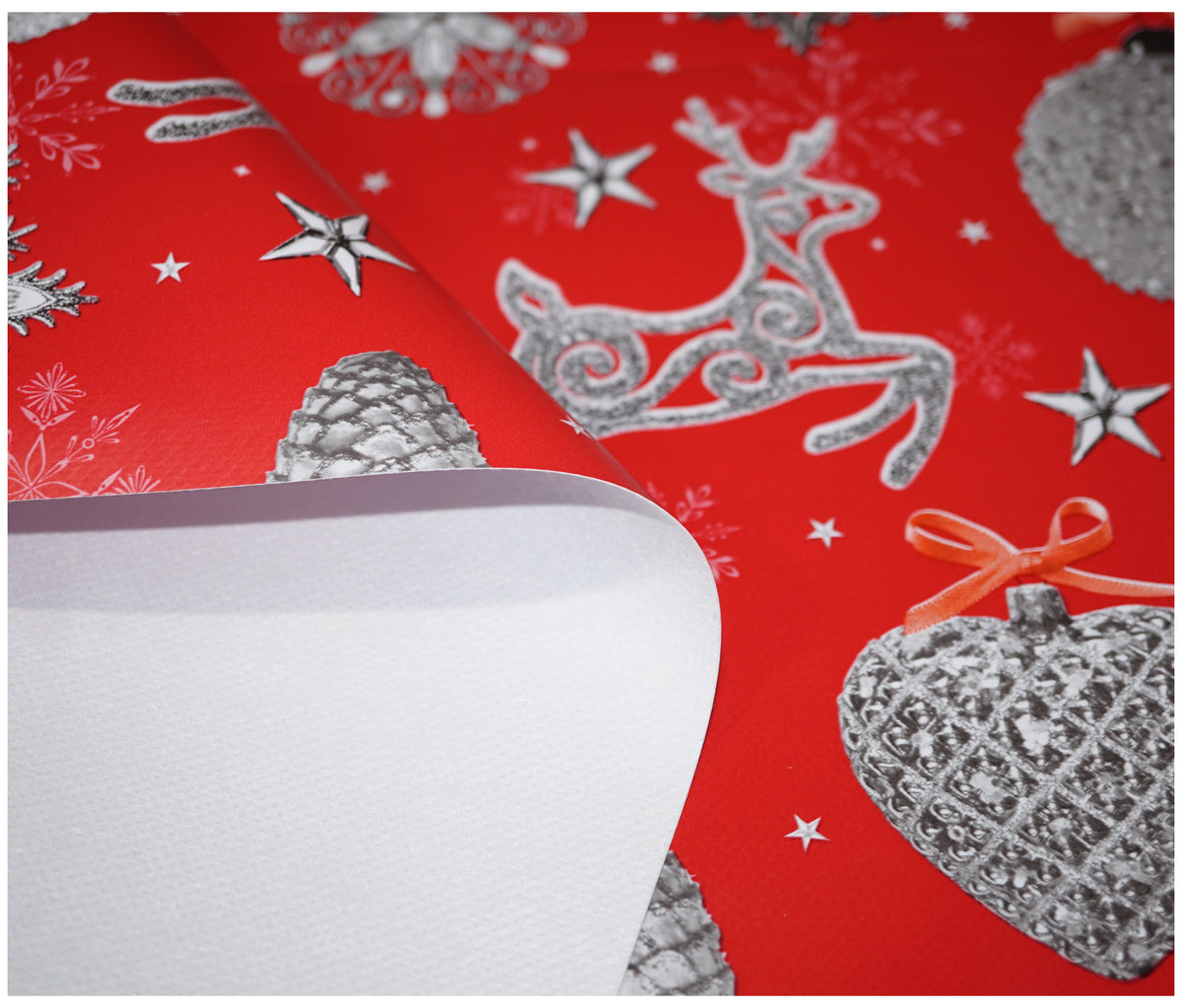 Red Sparkle Baubles Christmas Tablecloth - The Fabric Trade