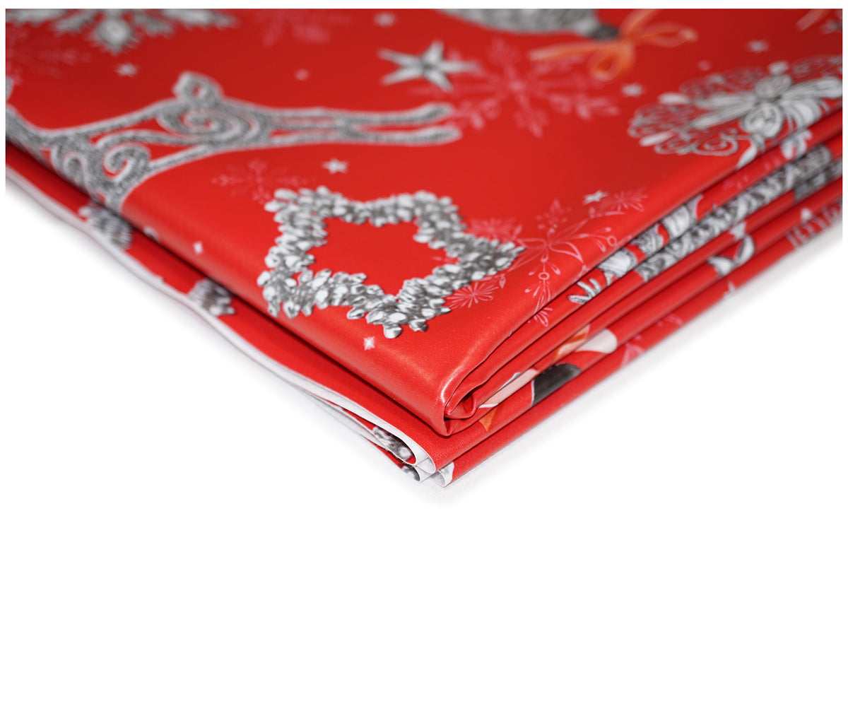 Red Sparkle Baubles Christmas Tablecloth - The Fabric Trade