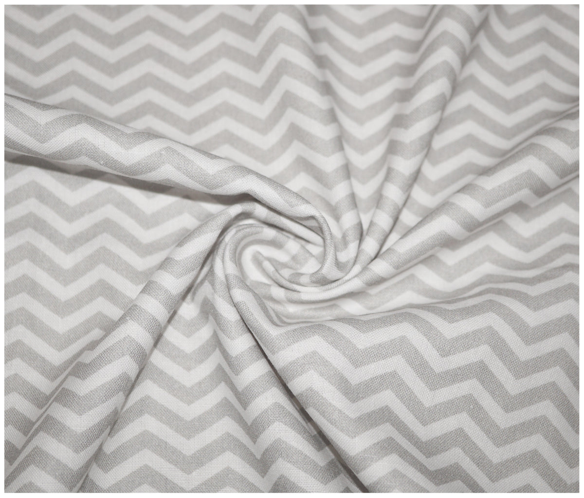 Silver Chevron Printed 100% Cotton - The Fabric Trade