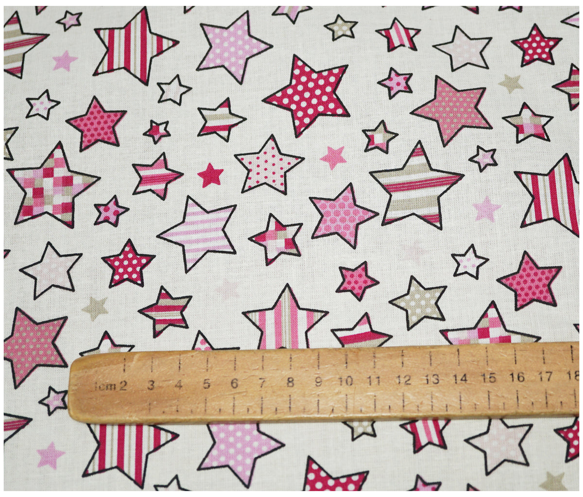 Stars Pink Lifestyle Printed 100% Cotton - The Fabric Trade