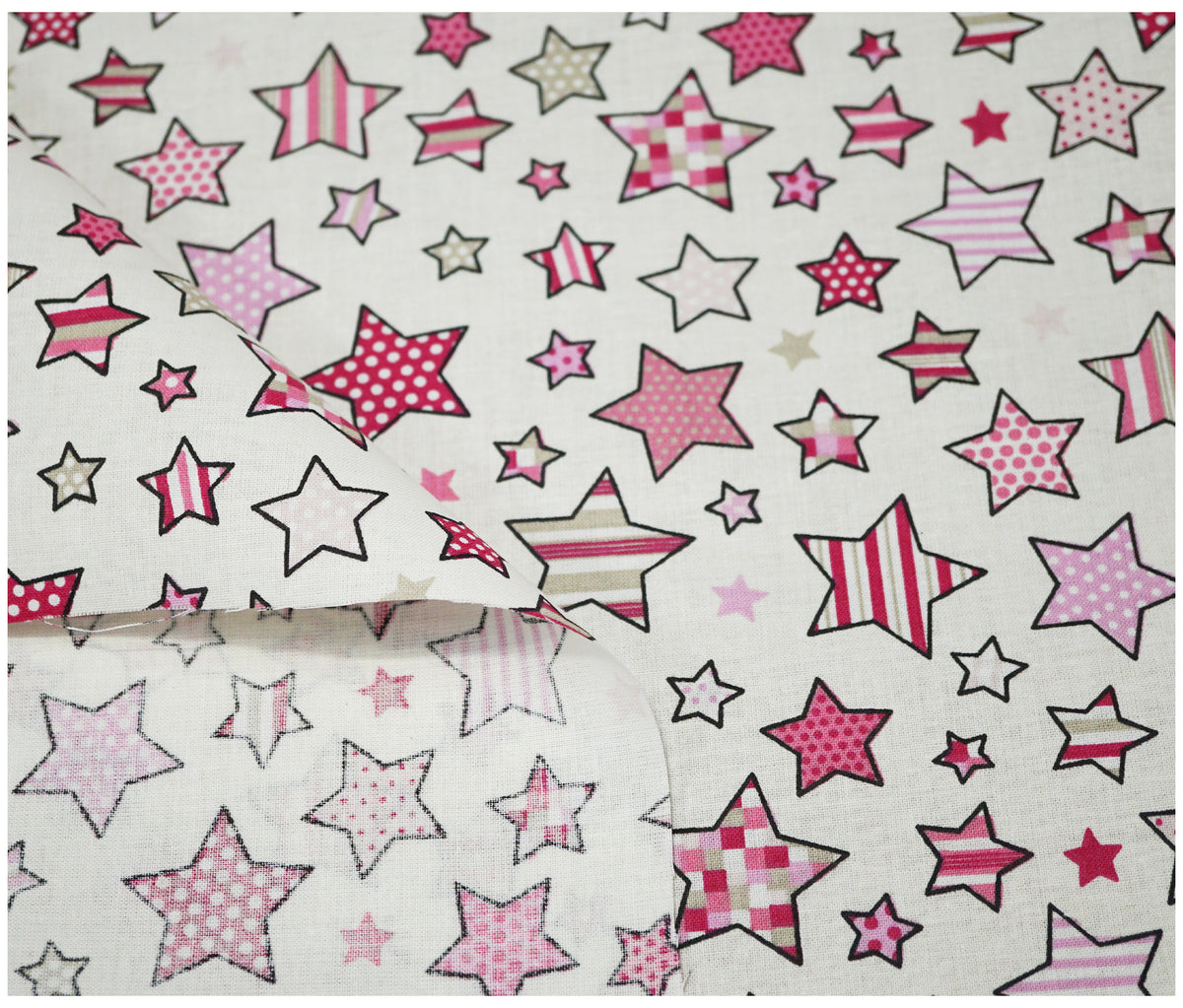 Stars Pink Lifestyle Printed 100% Cotton - The Fabric Trade