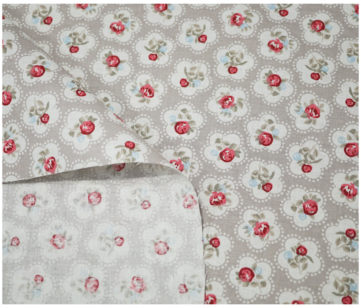 Taupe Dainty Flowers Lifestyle Printed 100% Cotton - The Fabric Trade