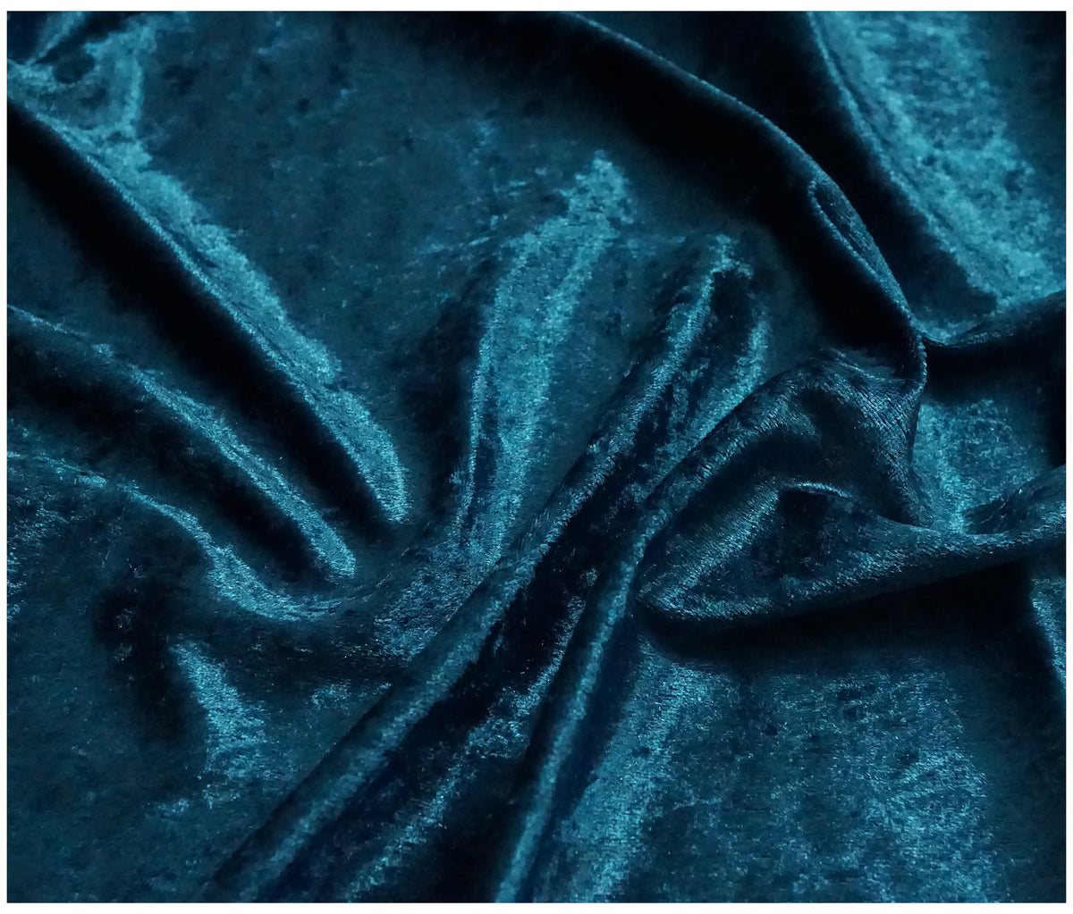Teal Crushed Velvet - The Fabric Trade