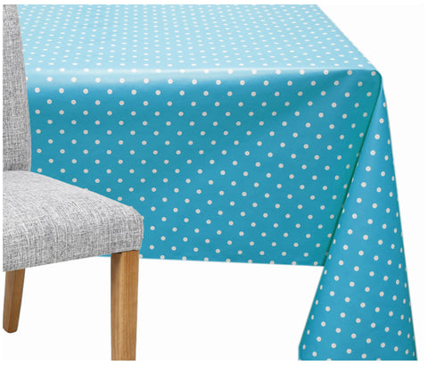 Teal Small Spots Tablecloth - The Fabric Trade