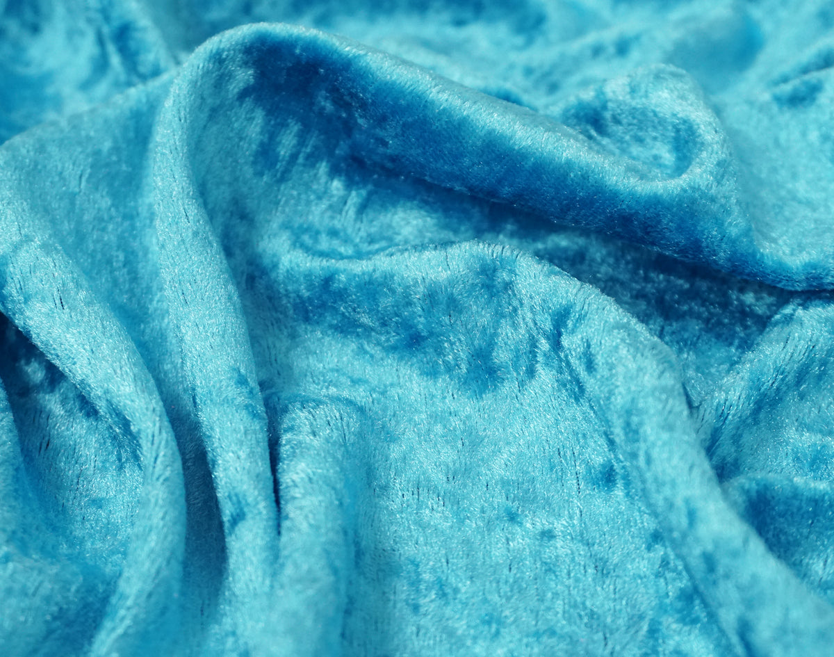 Turquoise Crushed Velvet - The Fabric Trade